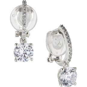 Nadri Clip-On Leverback Earrings for Women - Exquisite Dangle Earrings for Women With Round Cut Cubic Zirconia Stones - Hypoallergenic Jewelry in Saudi Arabia