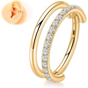 Cartilage Earring Hoop 316L Surgical Steel Conch Piercing Jewelry 16/18G Double Rows Nose Rings Hoops Hinged Segment Clicker Helix Rook Daith Piercing Jewelry 6/8/10/12mm in Kuwait
