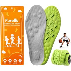 4D Cloud-Soft Comfort Insoles for Kids and Youth - Trim-to-Fit Insoles with Arch Support and Shock Absorption - Breathable Memory Foam Kids Shoe Inserts Designed for Growing Feet (US Youth 5Y - 6Y) in Saudi Arabia