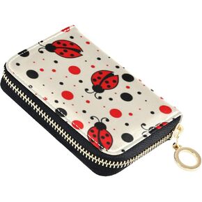OTVEE RFID Credit Card Holder Case, Microfiber Leather Zipper Card Wallet for Women (Ladybugs) in Saudi Arabia