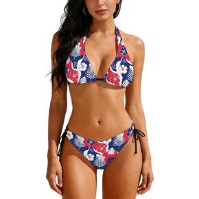 KOYI Womens Patriotic Bikini Set, American Flag Tropical Two Piece Swimsuit, Fourth of July Summer Beach Bathing Suit in Kuwait