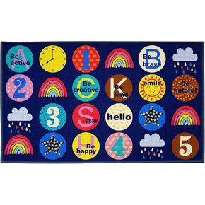 Blue Classroom Rug for Kids, 7'6''x13'1'' Durable Nylon Classroom Seating Rug with Non-Slip Backing, School Carpet for Circle Time, Preschool, Daycare, Playroom, Learning & Reading Area in Saudi Arabia