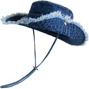 Denim Bucket Hats for Women, Frayed Western Fisherman Hat Foldable Wide Brim Beach Hat Trendy Cute Outdoor Sun Hat in Saudi Arabia
