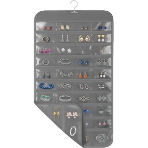 1 Pack Hanging Jewelry Organizer, 80 Clear Pockets earring organizer and storage, Accessories holder organizer for Closet, Jewelries, Necklace, Travel in Saudi Arabia