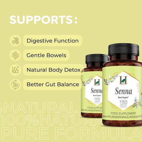 H&C Senna Tablet | Natural Stool Softner Supplement for Women & Men | for Acute and Short-Term Constipation | for Smooth Move of Stool |150 Counts in Saudi Arabia