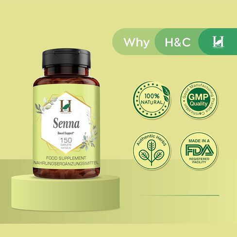 H&C Senna Tablet | Natural Stool Softner Supplement for Women & Men | for Acute and Short-Term Constipation | for Smooth Move of Stool |150 Counts in Saudi Arabia