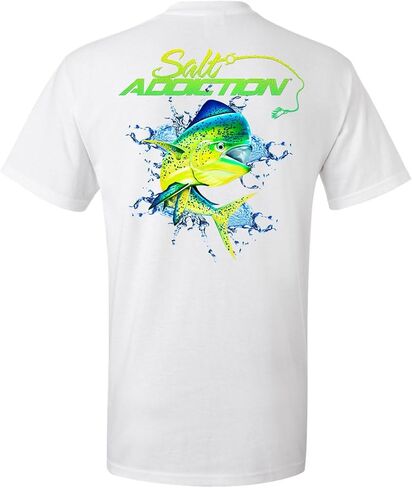 Salt Addiction Dolphin Saltwater Fishing Men's Short Sleeve T-Shirt, Multicolor, S-5XL, Cotton and 50/50 in Saudi Arabia