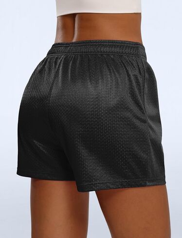Ouber Athletic Mesh Shorts for Women Gym Lifting Shorts Lightweight Loose Fit Workout Running Shorts Black, L in Kuwait