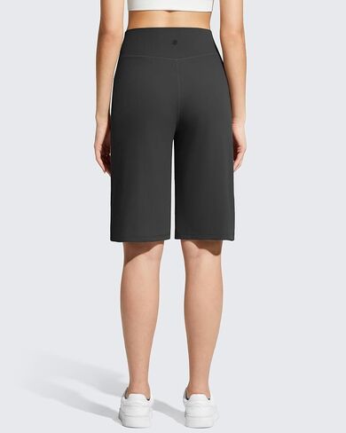 G4Free Women's Workout Shorts with Pockets 11" Knee Length High Waist Dressy Loose Shorts Summer Business (Black,M) in Kuwait