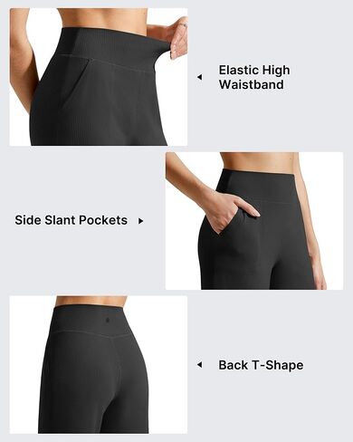 G4Free Women's Workout Shorts with Pockets 11" Knee Length High Waist Dressy Loose Shorts Summer Business (Black,M) in Kuwait