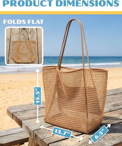 Beach Tote Bag for Women – Waterproof Mesh Tote Bag, Large Capacity Sandproof Beach Bags for Travel in Kuwait