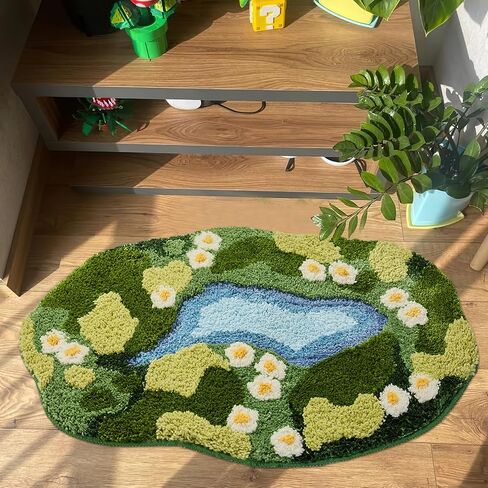 Sisher Moss Bath Mat,Cute Green Bathroom Rug Thick Bathroom Rugs Runner Rug Long Absorbent Non Slip Microfiber Rugs for Shower Floor, Sink, Bedroom, Home Accessories Decor, Moss Green 31"×21" in Saudi Arabia