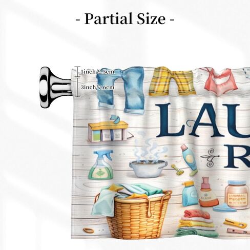 Laundry Room Valance Curtain for Kitchen Window Light Filtering Rod Pocket Small Short Valances for Living Room Bathroom 1 Panel 52x18 Inch in Saudi Arabia