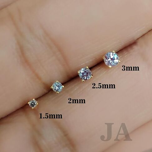 Solid 14K Gold Nose Screw Stud Lab-Alexandrite 22G Cork-screw Nose Stud - 14K White Gold / 14K Yellow Gold June Birthstone Nose Ring Stud in Kuwait