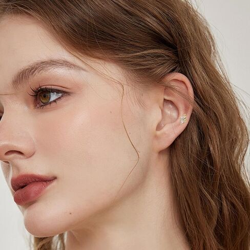 3 PCS Golden Flat Back Earrings, Golden Cartilage Earrings for Women, Lip Helix Piercing Jewelry, Conch Piercing Jewelry Helix Earringss Flatback Earringss for Men in Saudi Arabia