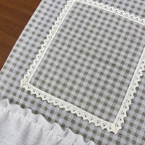 KMSG Vintage Plaid Kitchen Curtain Valance with Storage Pockets Boho Gingham Half Window Drapes for Oven Dishwasher Cabinet Coffee Bar Laundry Room Rod Pocket Top 1 Panel W27 x L20 Inch in Saudi Arabia
