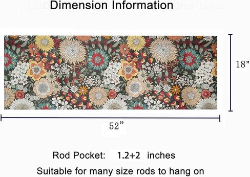 Floral Printed Pastoral Valance, Room Darkening Blackout Valances, Bohemian-Style Window Treatment for Kitchen in Saudi Arabia