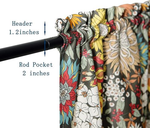 Floral Printed Pastoral Valance, Room Darkening Blackout Valances, Bohemian-Style Window Treatment for Kitchen in Saudi Arabia