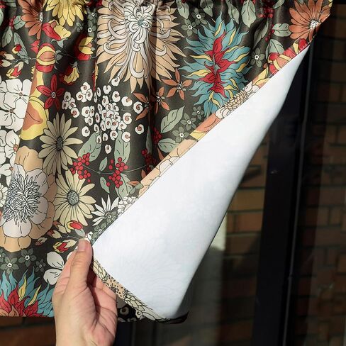 Floral Printed Pastoral Valance, Room Darkening Blackout Valances, Bohemian-Style Window Treatment for Kitchen in Saudi Arabia