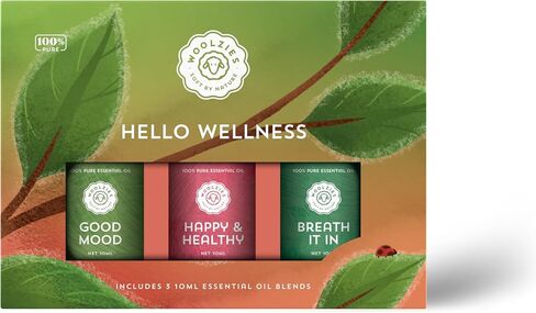 Hello Wellness Essential Oil Set of 3 Pure and Natural Essential Oils for Home, Office, Diffuser | Premium Aromatherapy Blends | Good Mood, Happy & Healthy, Breathe it in in Kuwait