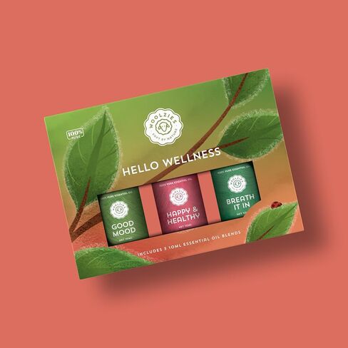 Hello Wellness Essential Oil Set of 3 Pure and Natural Essential Oils for Home, Office, Diffuser | Premium Aromatherapy Blends | Good Mood, Happy & Healthy, Breathe it in in Kuwait