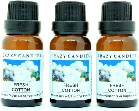 Crazy Candles Fresh Cotton 3 Bottles 1/2 FL Oz Each (15ml) Premium Grade Scented Fragrance Oil in Saudi Arabia