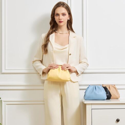 BRYCTSISEN Elegant Vegan Leather Clutch Bag for Women Dressy Pleated Cloud Dumpling Purse Super Soft PU Evening Handbag in Saudi Arabia
