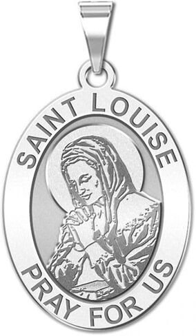PicturesOnGold.com Saint Louise De Marillac Oval Religious Medal - 1/2 X 2/3 Inch Size of Dime Sterling Silver Pendant - Protection Jewelry Christian Gifts for Men & Women in Kuwait
