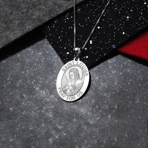 PicturesOnGold.com Saint Louise De Marillac Oval Religious Medal - 1/2 X 2/3 Inch Size of Dime Sterling Silver Pendant - Protection Jewelry Christian Gifts for Men & Women in Kuwait