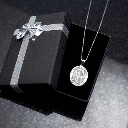 PicturesOnGold.com Saint Louise De Marillac Oval Religious Medal - 1/2 X 2/3 Inch Size of Dime Sterling Silver Pendant - Protection Jewelry Christian Gifts for Men & Women in Kuwait