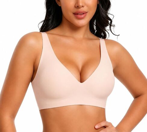 Womens Jelly Bras Deep V Seamless Wireless Support Bra Lift No Underwire Plunge Bralettes Full Coverage Push Up Bra in Kuwait