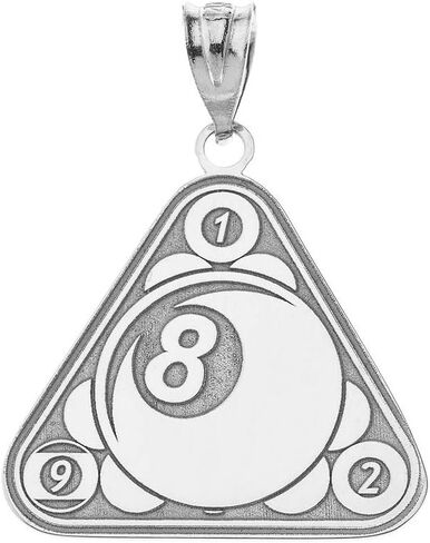 Fine 925 Sterling Silver Personalized Name Eight Ball Billiard Pool Cue Sports Pendant in Kuwait