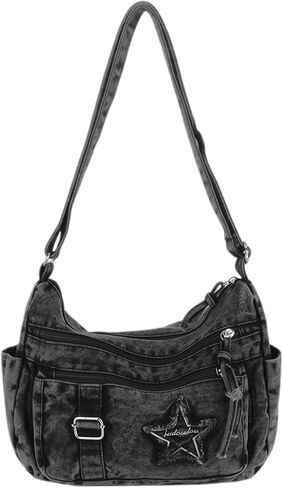 Denim Crossbody Bag,Cute Y2k Crossbody Purse,Jean Vintage Grunge Bag,Multi Pocket Purse with Pockets,Cloth Crossbody Handbag in Kuwait