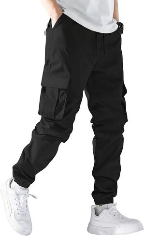 Mens Cargo Joggers Stretch Casual Sweatpants Elastic Waist Drawstring Tapered Pants for Men Hiking Pants with 5 Pockets in Saudi Arabia