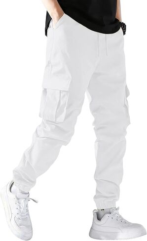Mens Cargo Joggers Stretch Casual Sweatpants Elastic Waist Drawstring Tapered Pants for Men Hiking Pants with 5 Pockets in Saudi Arabia