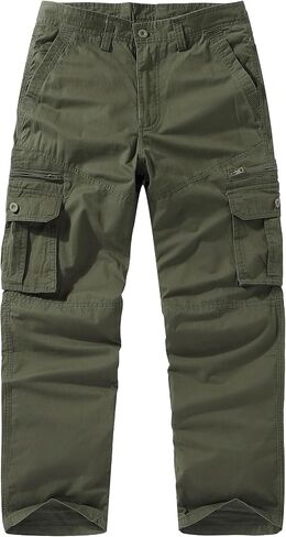 Mens Cargo Work Pants Cotton Casual Ripstop Wild Combat Hiking Pants with 8 Pockets in Saudi Arabia