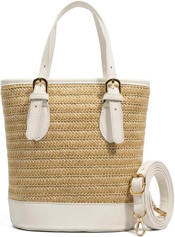 Summer Handbags for Women 2026 Straw Bucket Bag Crossbody Beach Purse with Top-Handle in Saudi Arabia