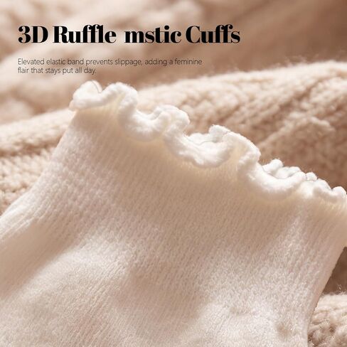 Personalized Embroidered Pilates Grip Socks for Women, Custom Name Ruffled Cute Crew Socks, Monogram Breathable Cotton Sticky Yoga Socks Fitness Trainer Gift for Fitness, Ballet Bar Work & Dance in Saudi Arabia