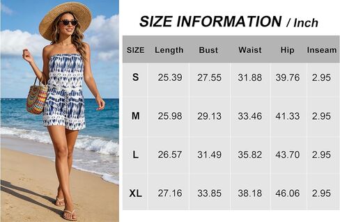 Womens Summer Romper Strapless Beach Vacation Jumpsuit Resort Wear Shorts in Saudi Arabia