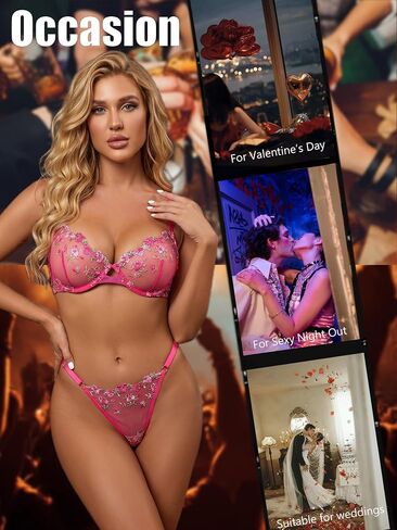 Sheer Mesh Lace Bra and Panty Set with Adjustable Straps in Kuwait