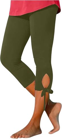 Aniywn Cropped Leggings for Women No Front Seam Capri Leggings Athletic Workout Knee Length Elastic High Waisted Yoga Pants in Saudi Arabia