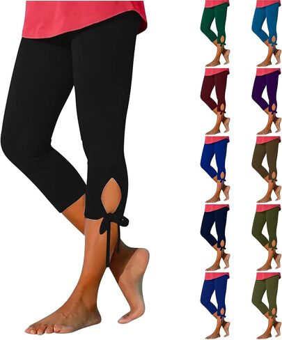 Aniywn Cropped Leggings for Women No Front Seam Capri Leggings Athletic Workout Knee Length Elastic High Waisted Yoga Pants in Saudi Arabia