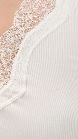 RE/DONE Women's Lace V Neck Long Sleeve Tee in Kuwait