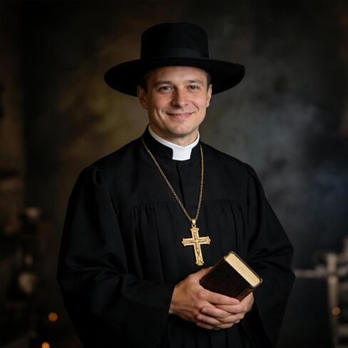 4 Pcs Unisex Priest Collar Priest Costume Accessories Black Clergy Shirt Full Neck Band Dickey Costume Clergy Tab Collar for Women Men Pastors in Saudi Arabia