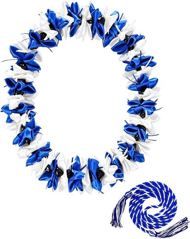 Romart Graduation Lei Class of 2026 for Grads, Kukui Nut Hawaiian Lei, Cap and Gown Accessory for Ceremony Party Photos in Saudi Arabia