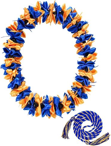 Romart Graduation Lei Class of 2026 for Grads, Kukui Nut Hawaiian Lei, Cap and Gown Accessory for Ceremony Party Photos in Saudi Arabia