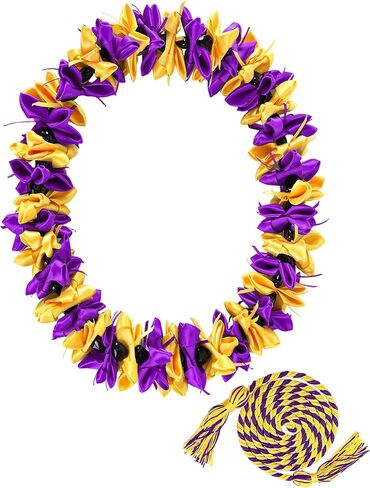 Romart Graduation Lei Class of 2026 for Grads, Kukui Nut Hawaiian Lei, Cap and Gown Accessory for Ceremony Party Photos in Saudi Arabia