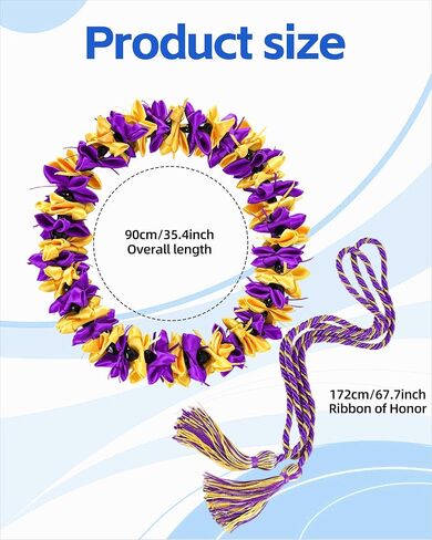 Romart Graduation Lei Class of 2026 for Grads, Kukui Nut Hawaiian Lei, Cap and Gown Accessory for Ceremony Party Photos in Saudi Arabia