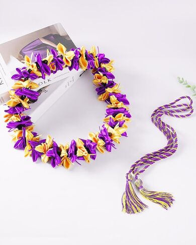 Romart Graduation Lei Class of 2026 for Grads, Kukui Nut Hawaiian Lei, Cap and Gown Accessory for Ceremony Party Photos in Saudi Arabia