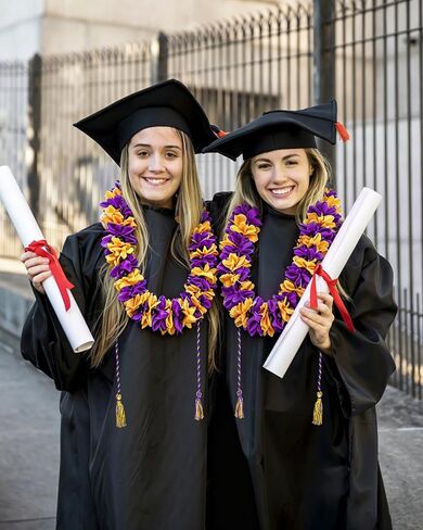 Romart Graduation Lei Class of 2026 for Grads, Kukui Nut Hawaiian Lei, Cap and Gown Accessory for Ceremony Party Photos in Saudi Arabia